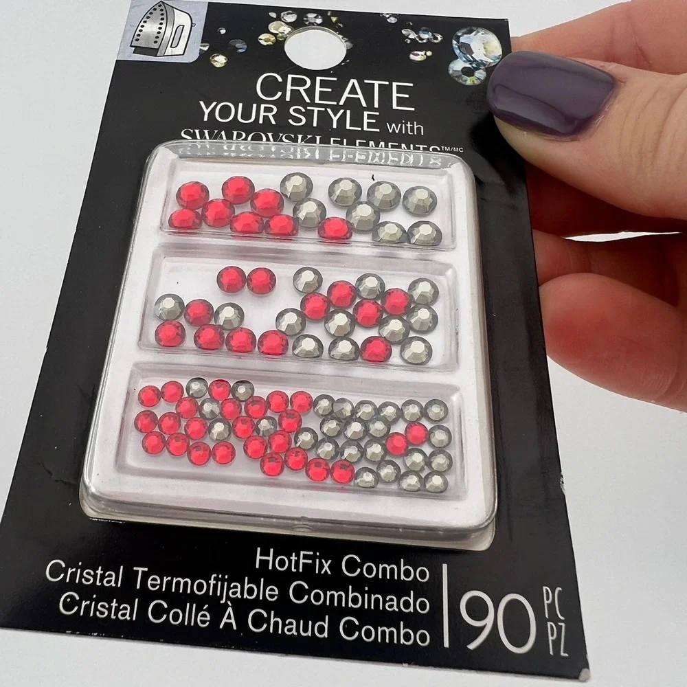 EK Success HotFix Red Gray‎ Crystal Mix 90pc Made w/ Swarovski Elements
